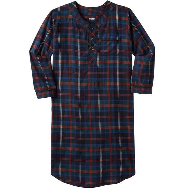 KingSize Mens Big /& Tall Plaid Flannel Nightshirt Pajamas